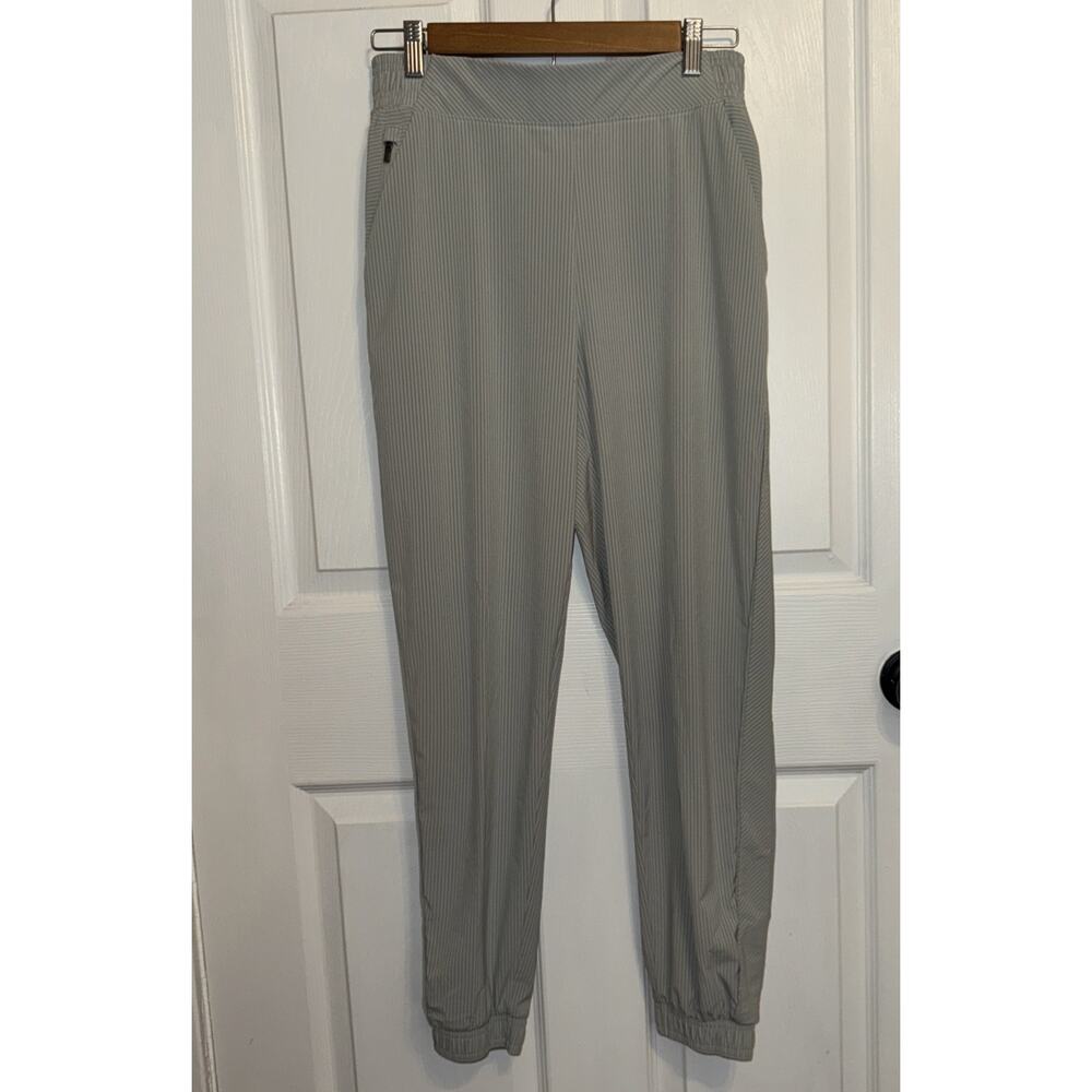 Athleta Brooklyn Textured Jogger City Stripe Coast Grey Mint Green Size 8 Womens